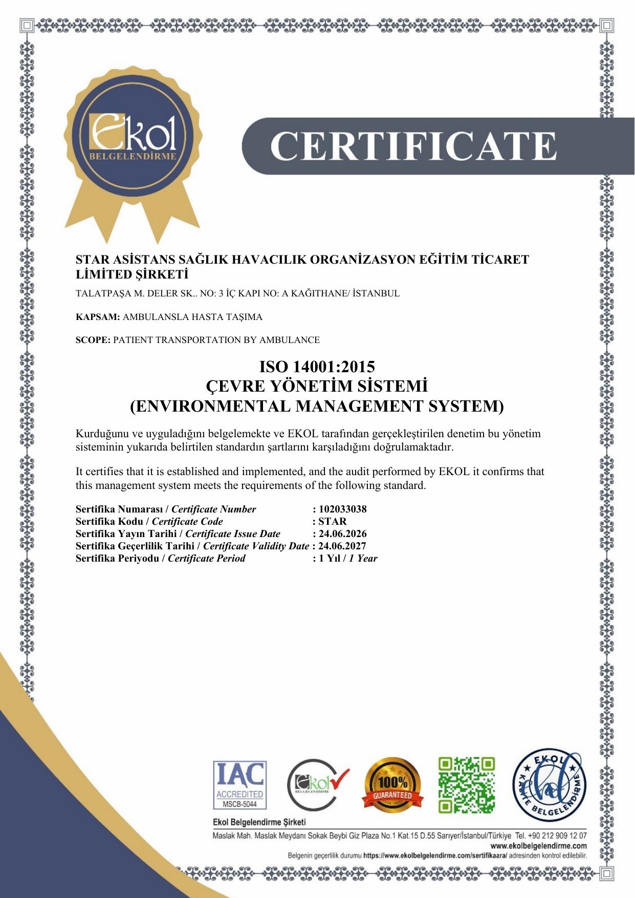 ISO 14001:2015 Çevre Yönetim Sistemi